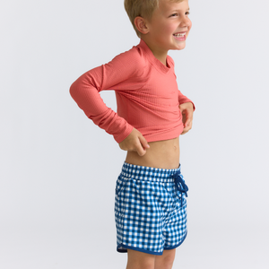 Boys Navy Picnic Gingham Boardie