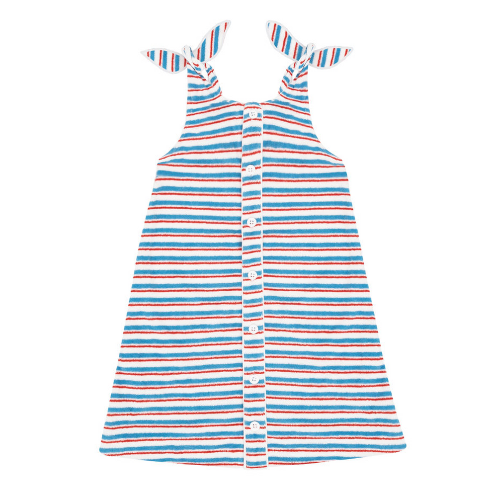 Girls Jetty Stripe French Terry Tie Knot Dress