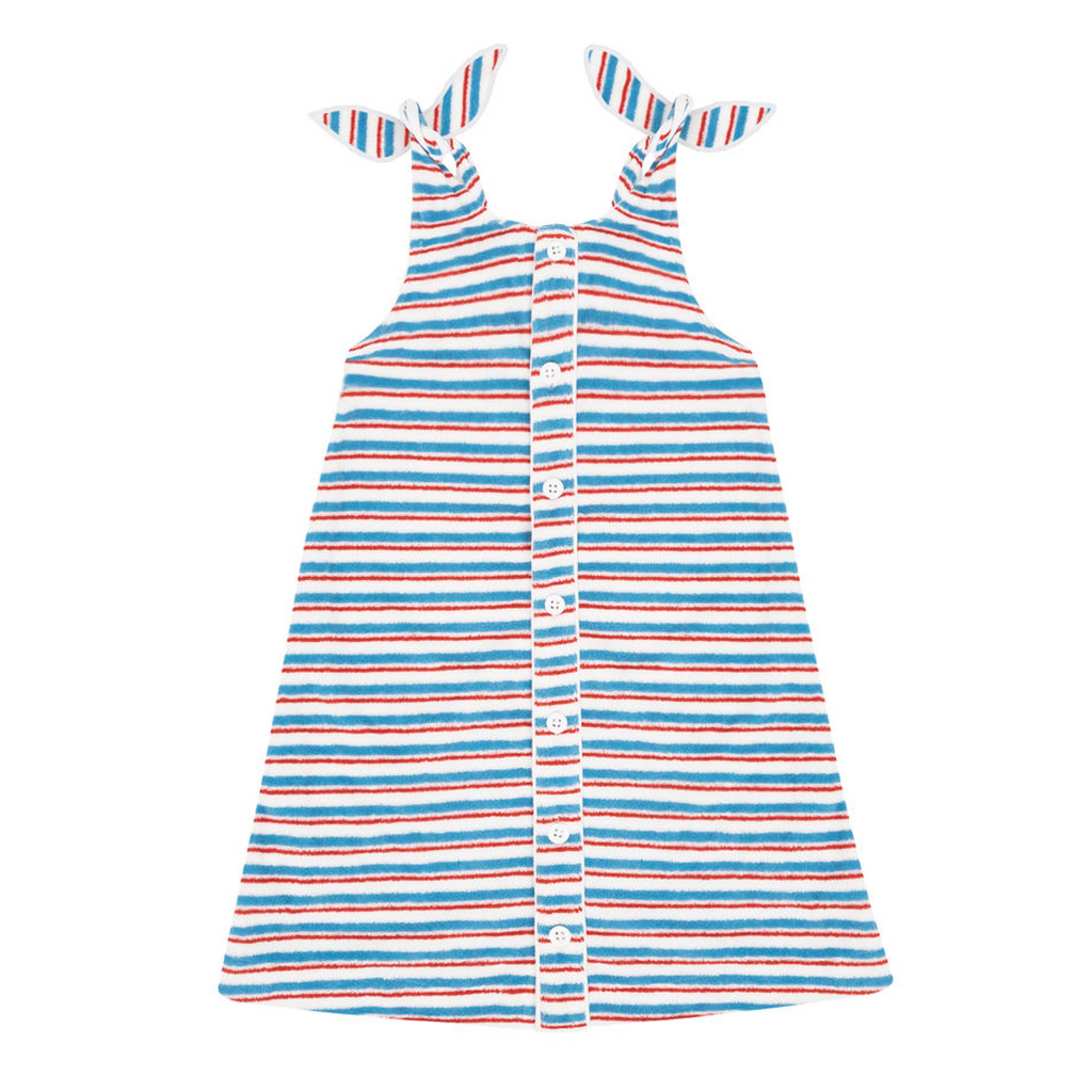 Girls Jetty Stripe French Terry Tie Knot Dress