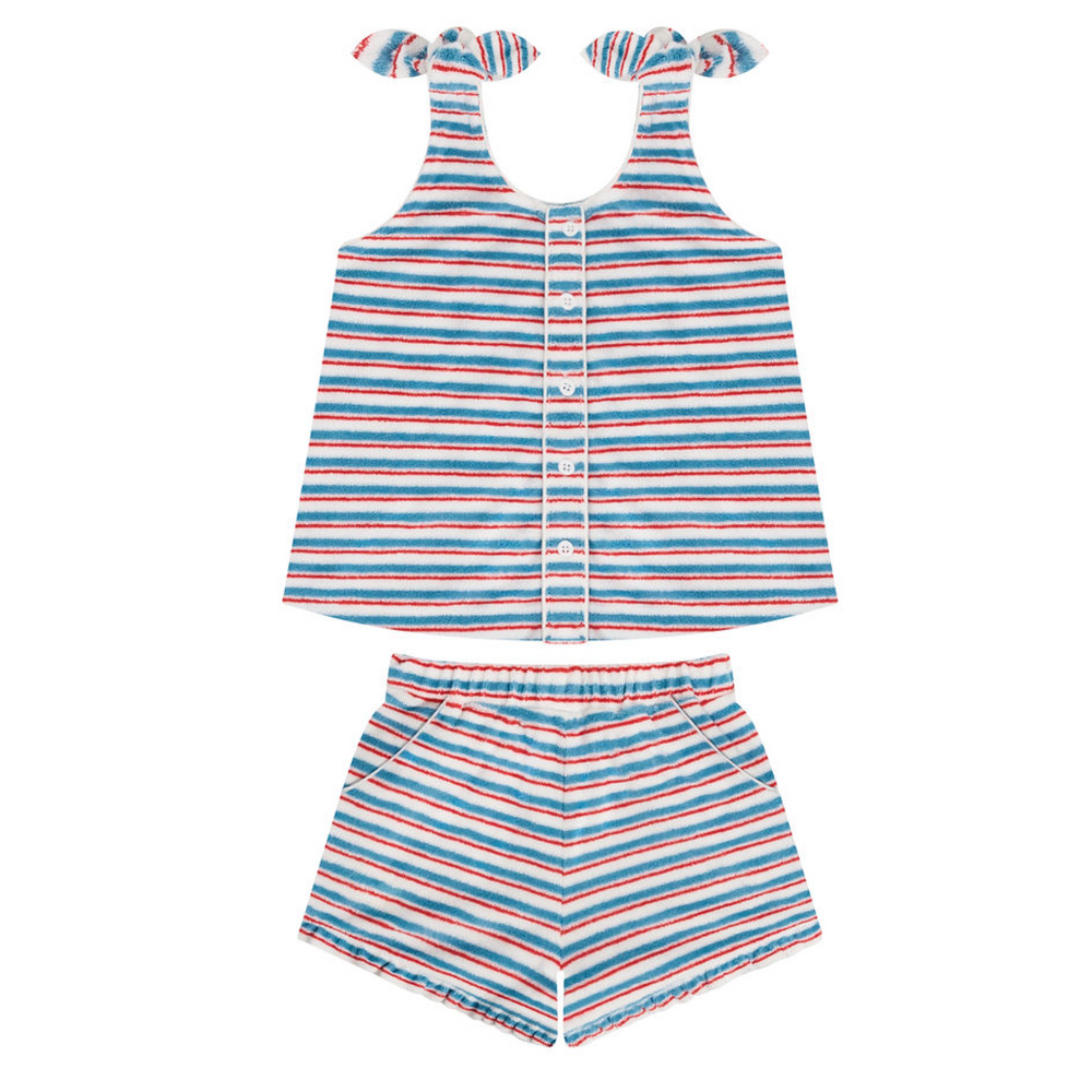 Girls Jetty Stripe French Terry Tie Knot Set