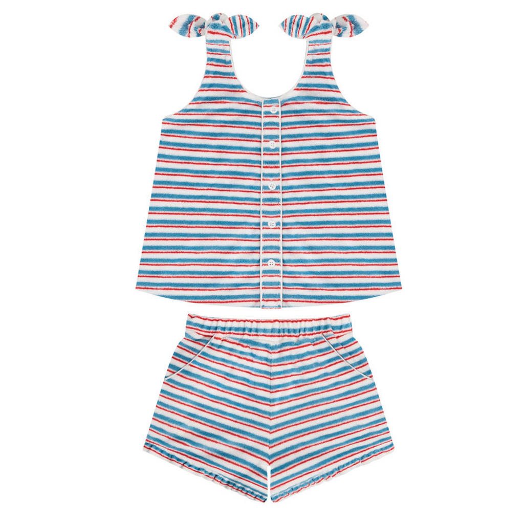 Girls Jetty Stripe French Terry Tie Knot Set