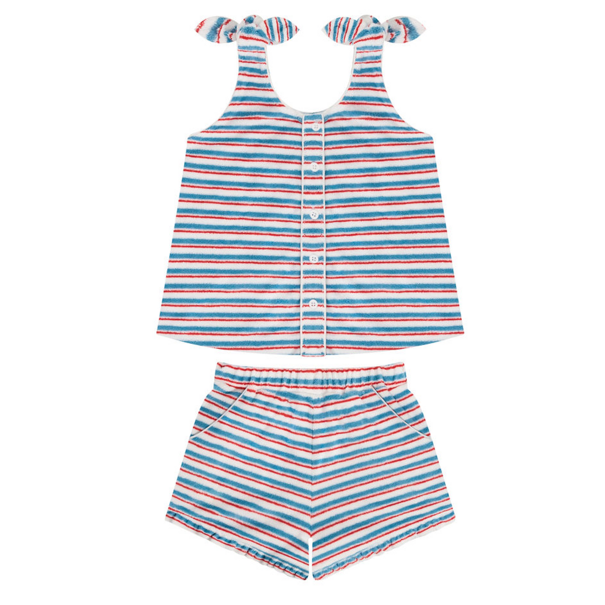 Girls Jetty Stripe French Terry Tie Knot Set