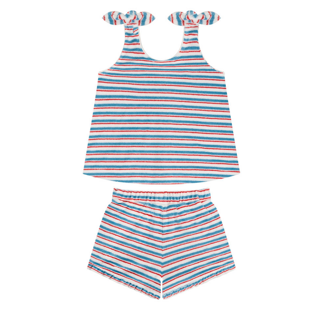 Girls Jetty Stripe French Terry Tie Knot Set
