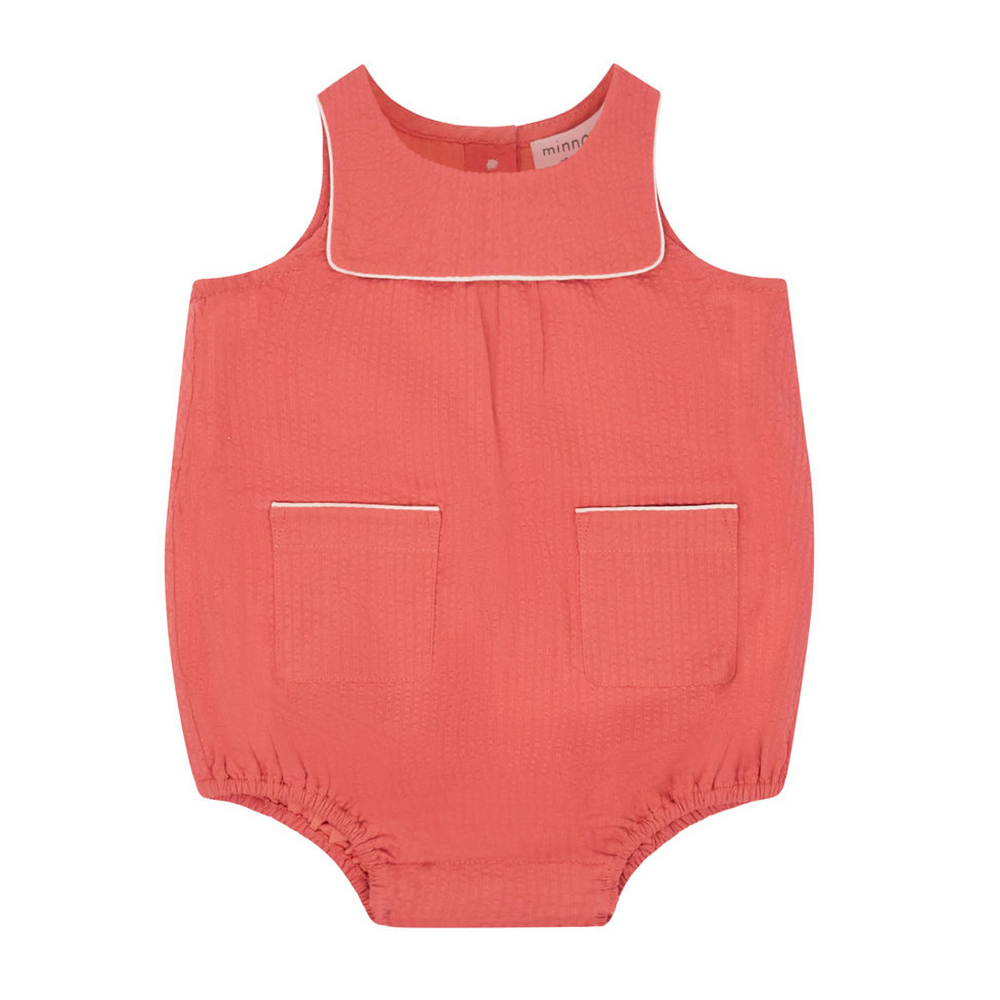Baby Girls Sailor Red Seersucker Bubble Romper