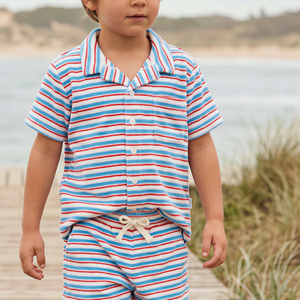 Boys Jetty Stripe French Terry Button Up