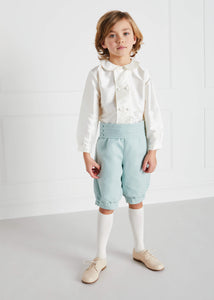 Boy's white double-breasted Peter Pan collar silk shirt (12mths-10yrs) Shirts  from Pepa London