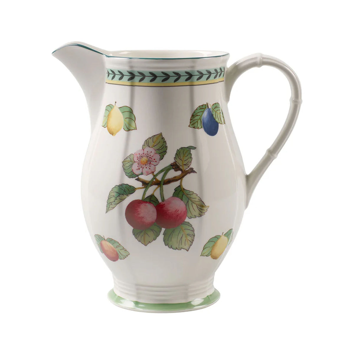 Front view of French Garden Fleurence Oversized Pitcher in Multi showcasing floral motifs with a white background