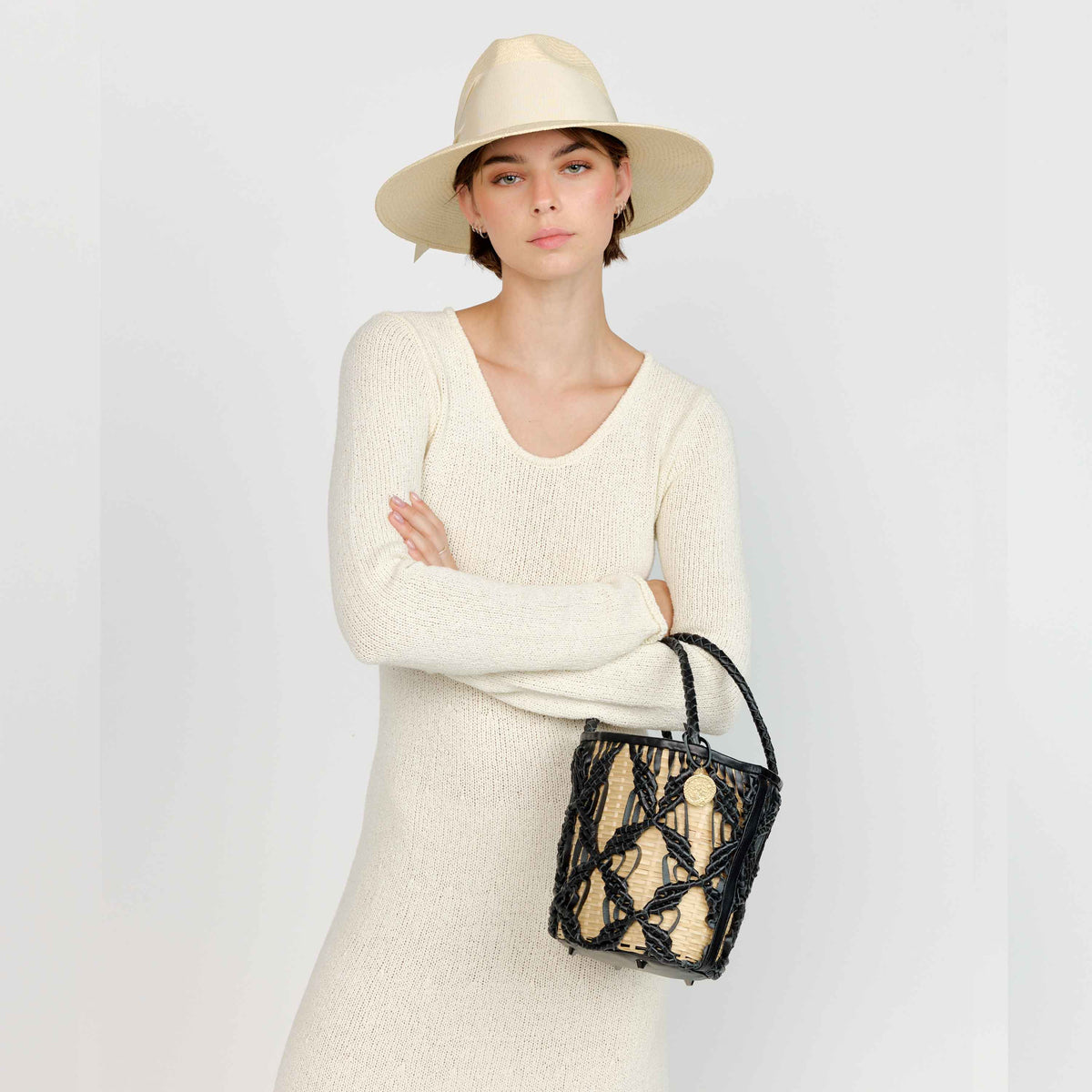 Helix Woven Mini Crossbody in Black