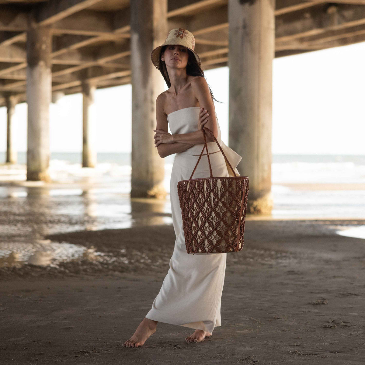 Helix Woven Tote in Cinnamon