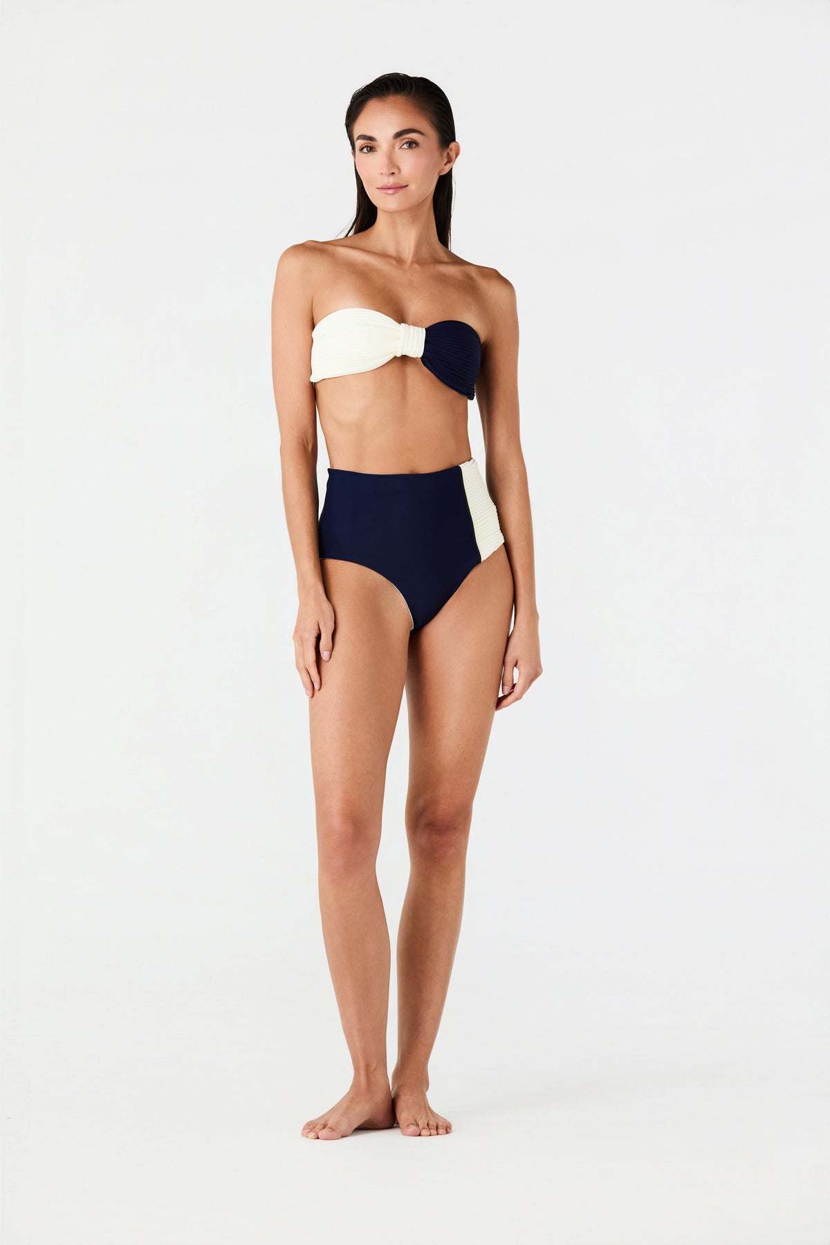 Frida Bottom in Navy in Ivory