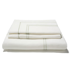 Hemstitch Bed Linen Set Botanical Green