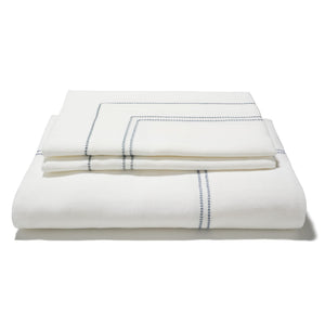 Elizaveta Bed Linen Set in Prussian Blue Hemstitch