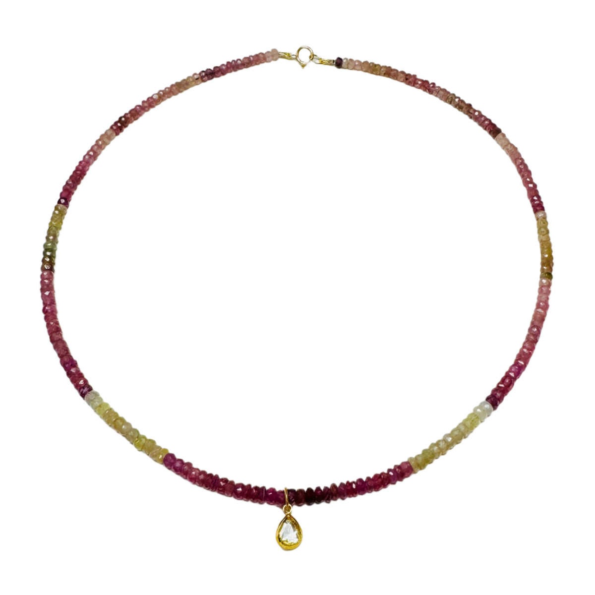 Hand Cut Poki Diamond on Gemstone Chain