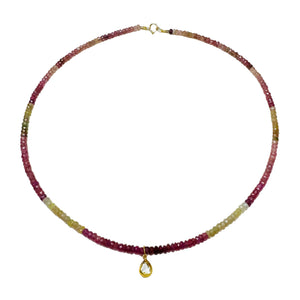 Hand Cut Poki Diamond on Gemstone Chain