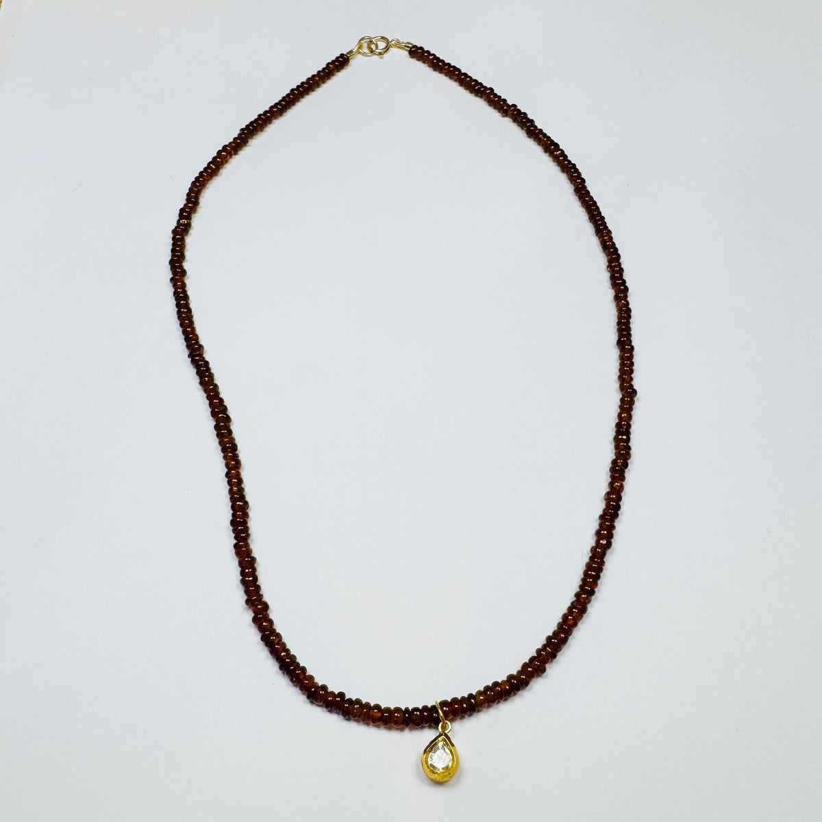 Hand Cut Poki Diamond on Gemstone Chain