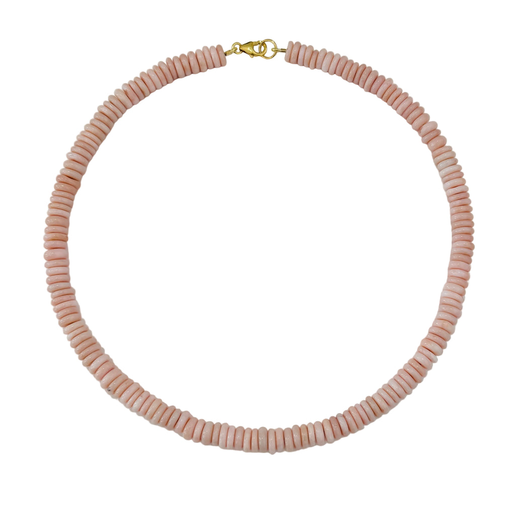Smooth Pink Opal Disc Necklace