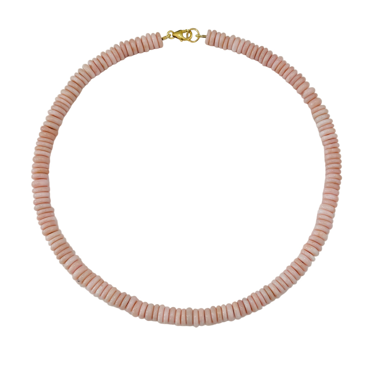 Smooth Pink Opal Disc Necklace