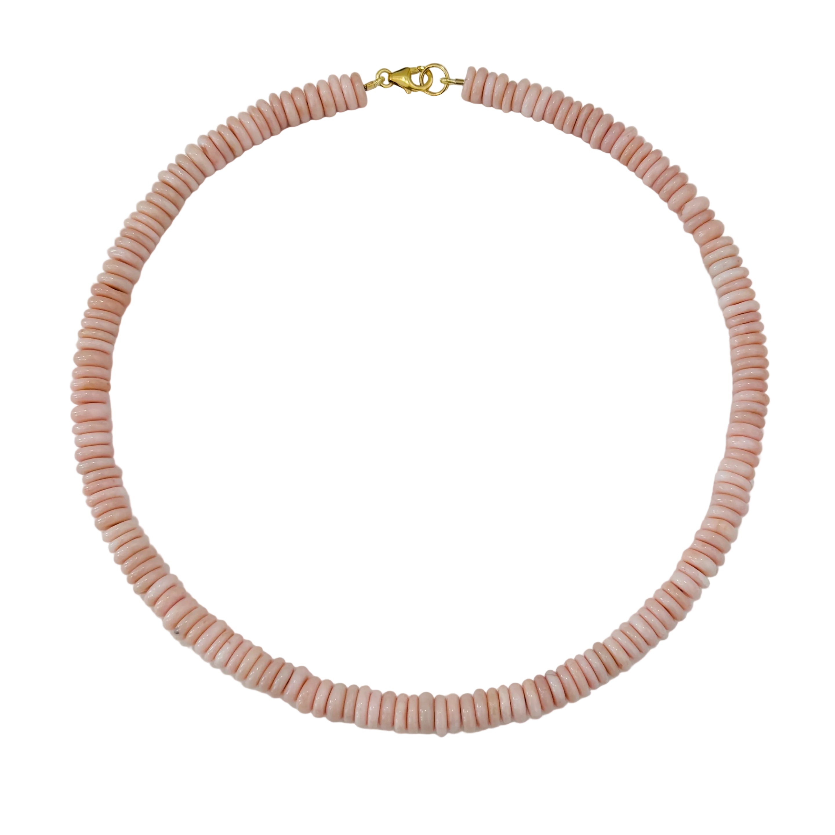Smooth Pink Opal Disc Necklace