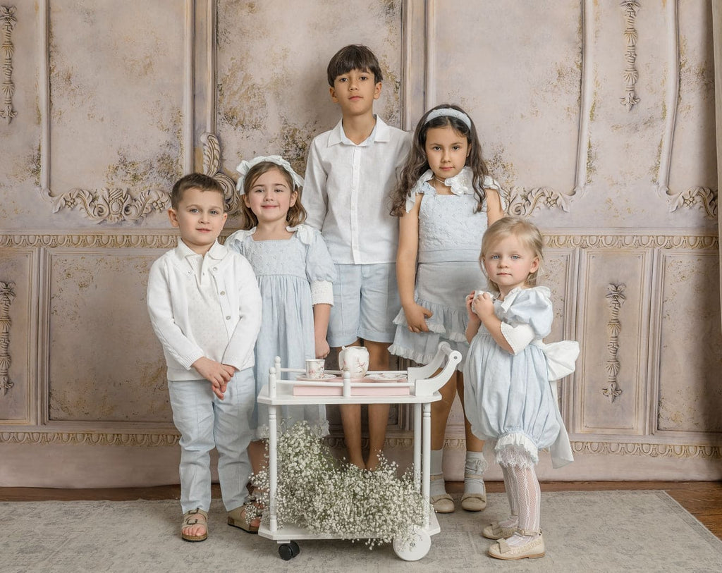Charlotte Baby Blue Linen Romper - Petite Maison Kids