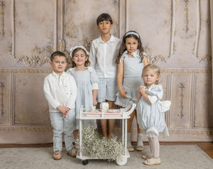 Charlotte Baby Blue Linen Romper - Petite Maison Kids