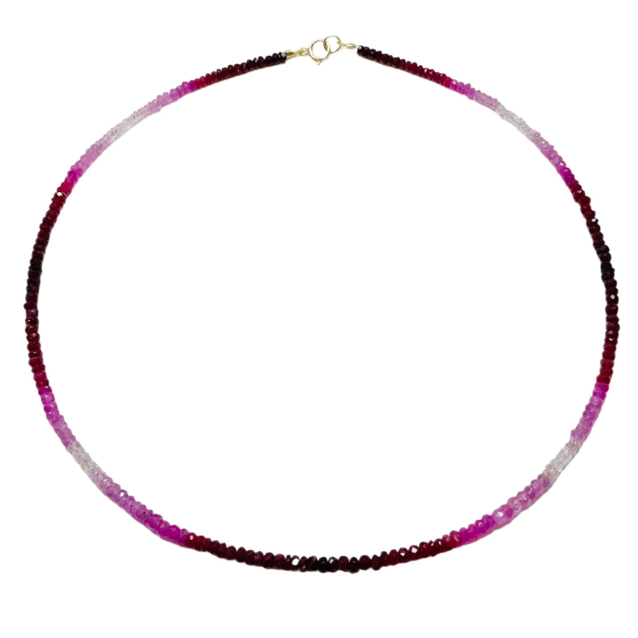 Shaded Ruby Heishi Cut Necklace