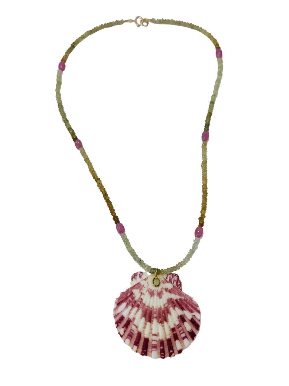 Grossular Garnet Necklace with Shell Pendant