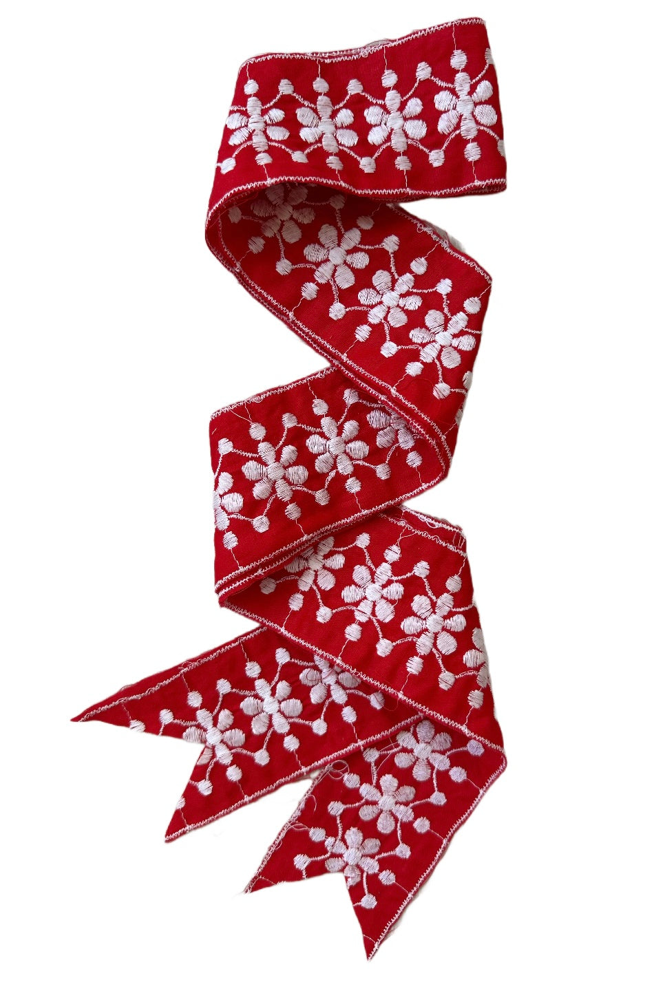 Hollyhock Sun Hat in Vintage Red with White Embroidered Ribbon