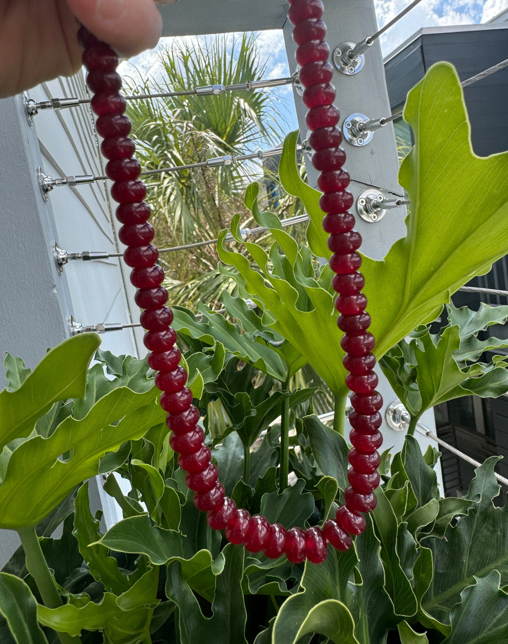 Garnet Colored Agate Candy Necklace