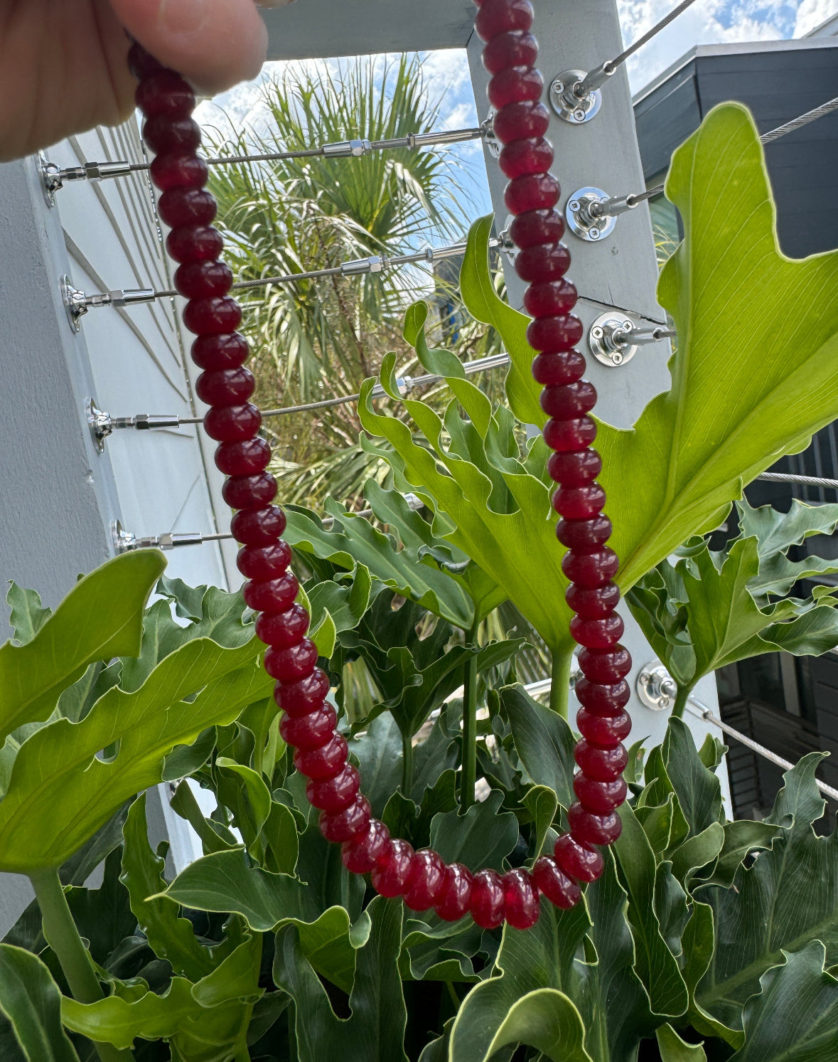 Garnet Colored Agate Candy Necklace