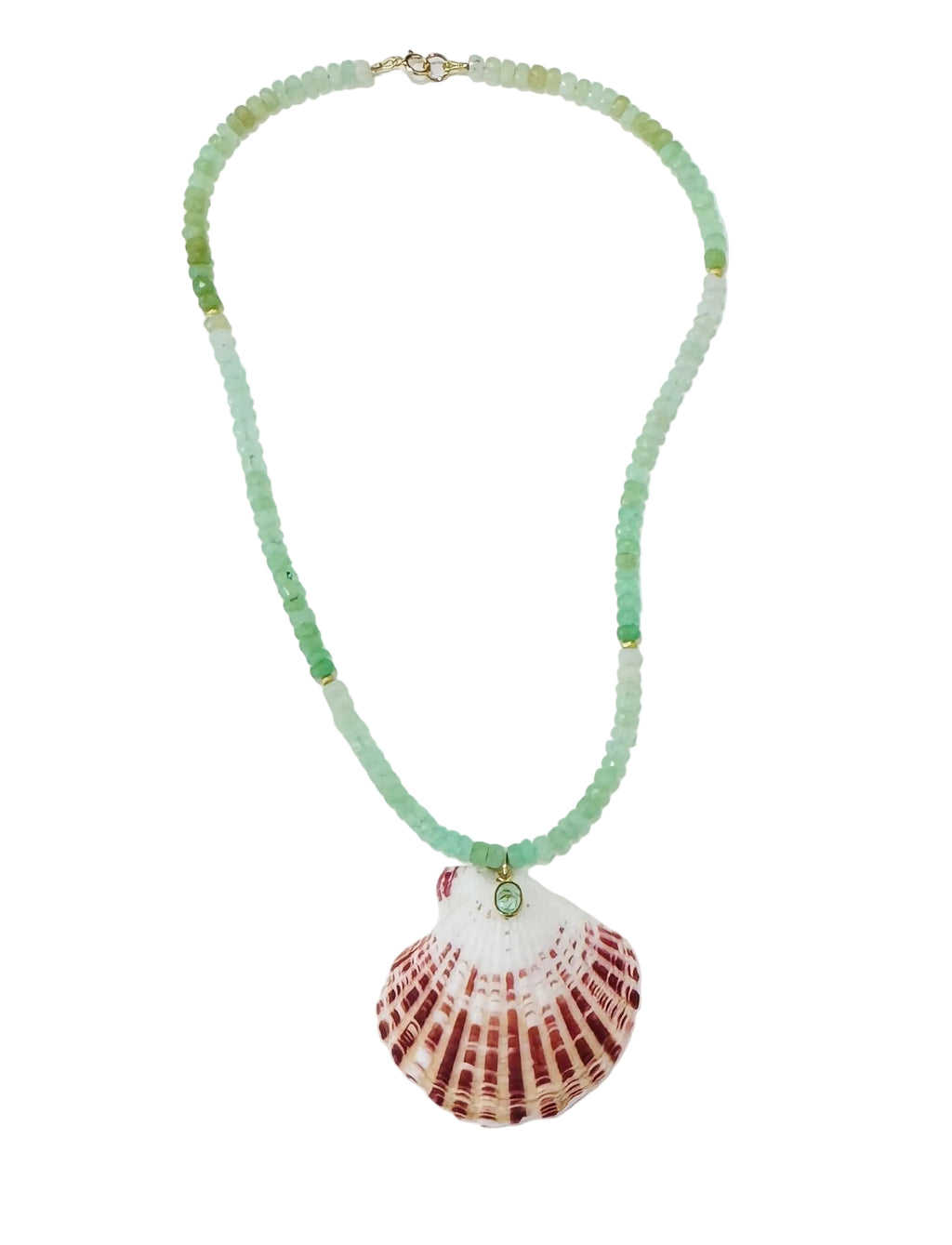 Chrysoprase Necklace with Shell Pendant