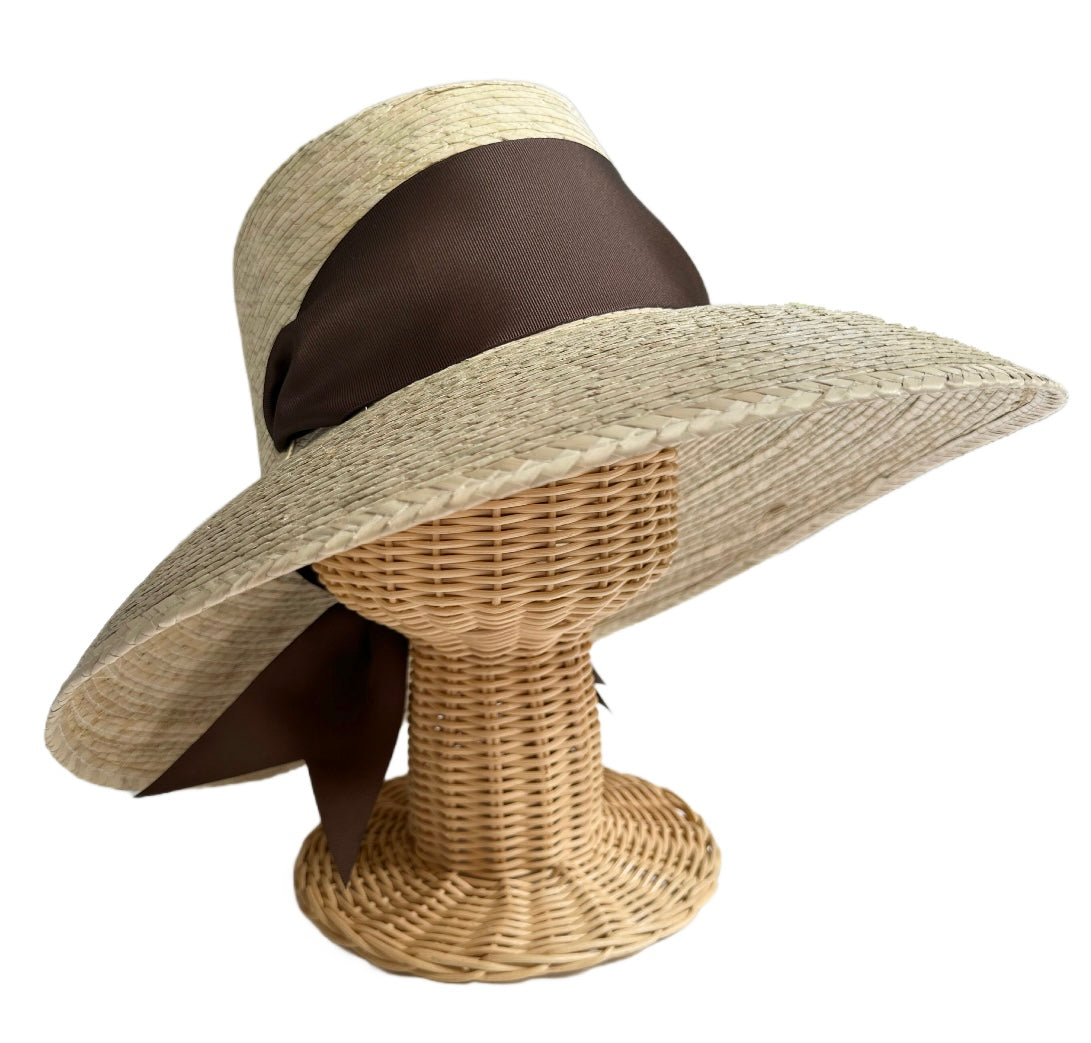 Wildflower Sun Hat in Chocolate Brown Wide & Short Grosgrain Ribbon