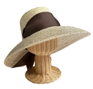 Wildflower Sun Hat in Chocolate Brown Wide & Short Grosgrain Ribbon