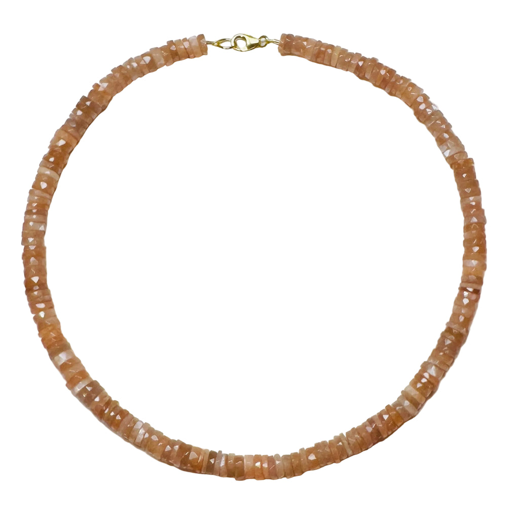Peach Moonstone Heishi Cut Necklace