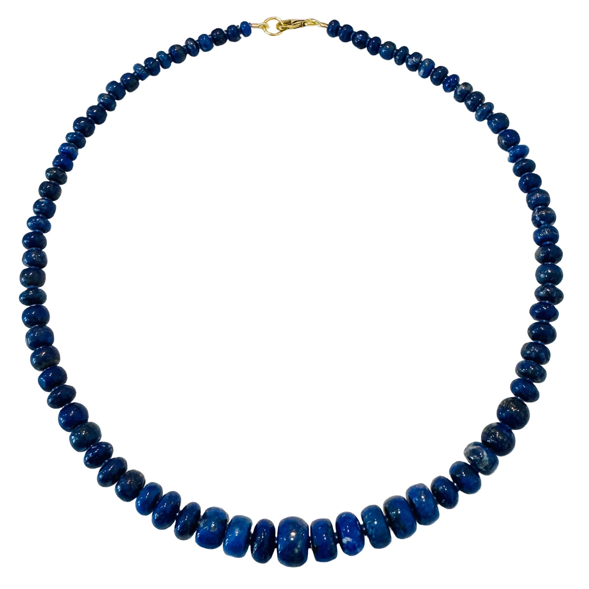Graduated Smooth Lapis Necklace with Spacers
