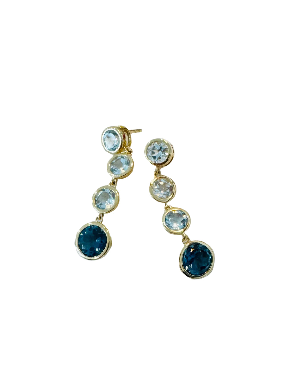 Bezel Blue Topaz Earrings