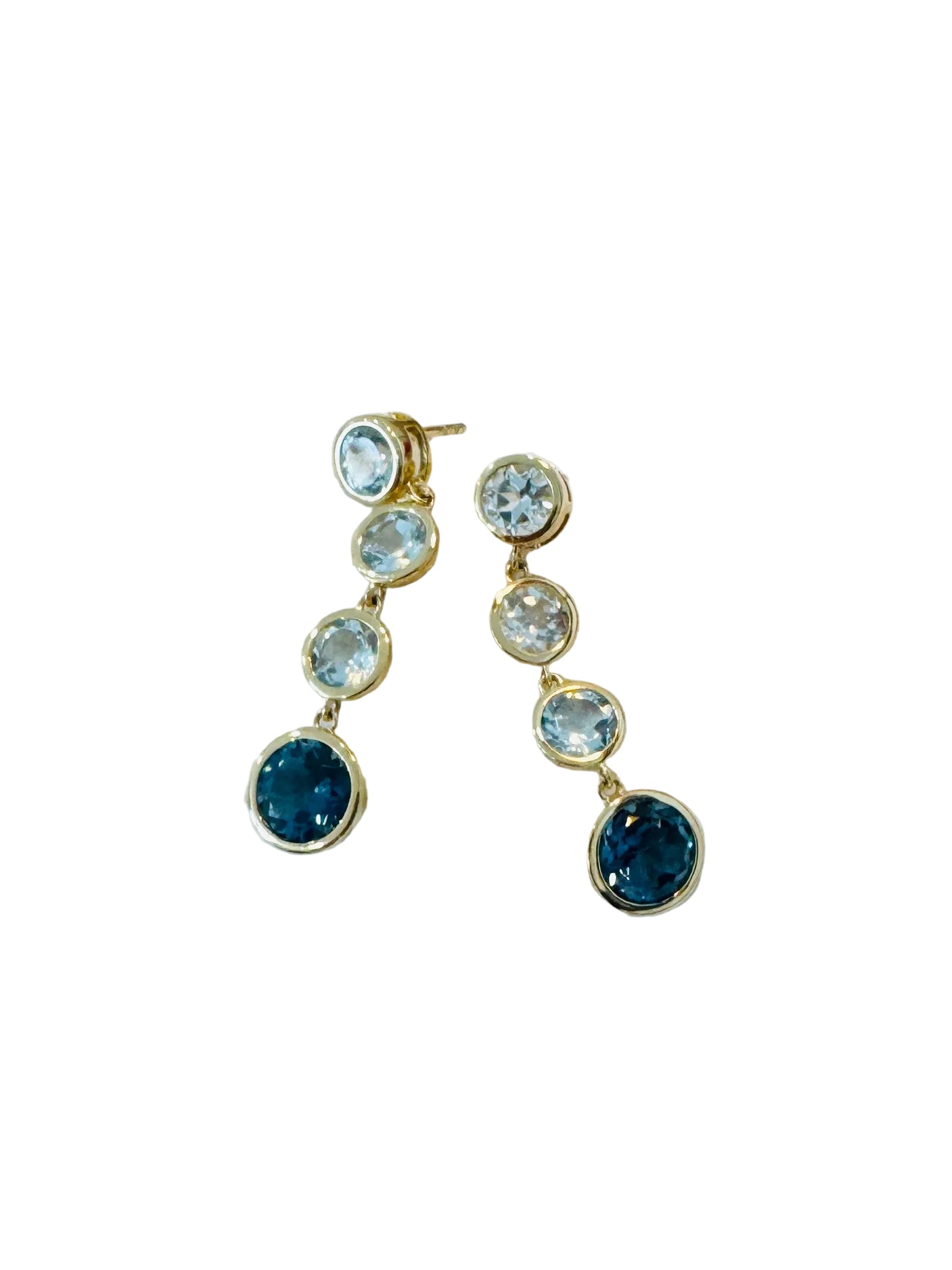 Bezel Blue Topaz Earrings