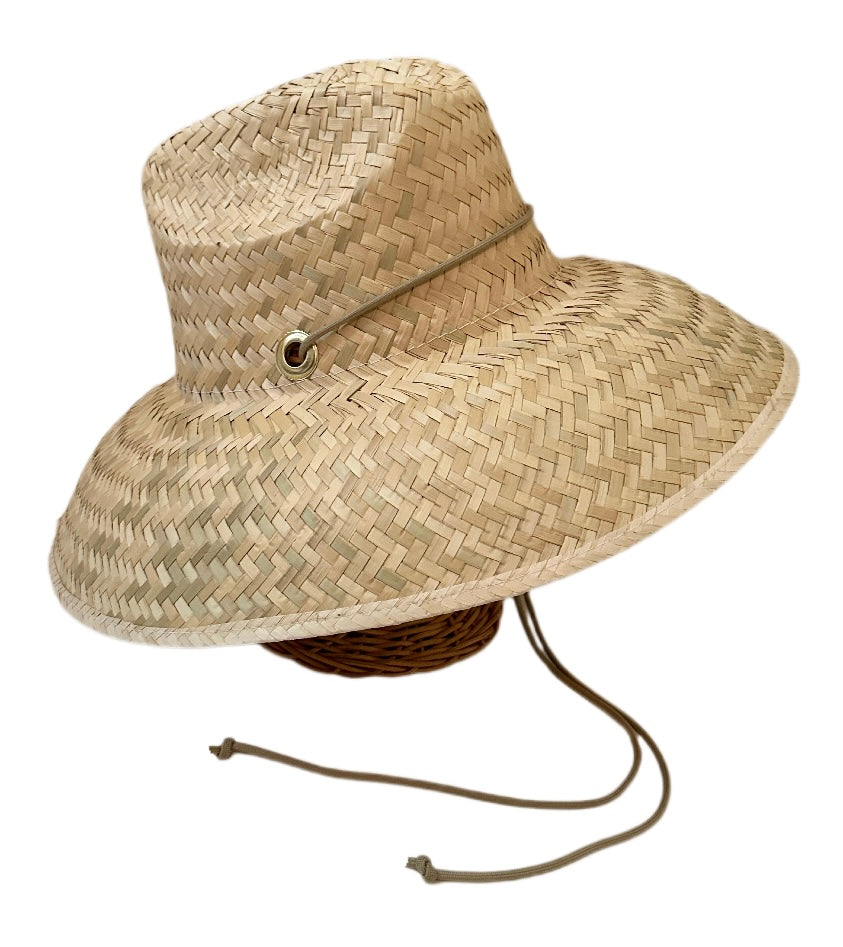 Begonia Sun Hat in Khaki Hat Lanyard with Jade Gemstone Toggle
