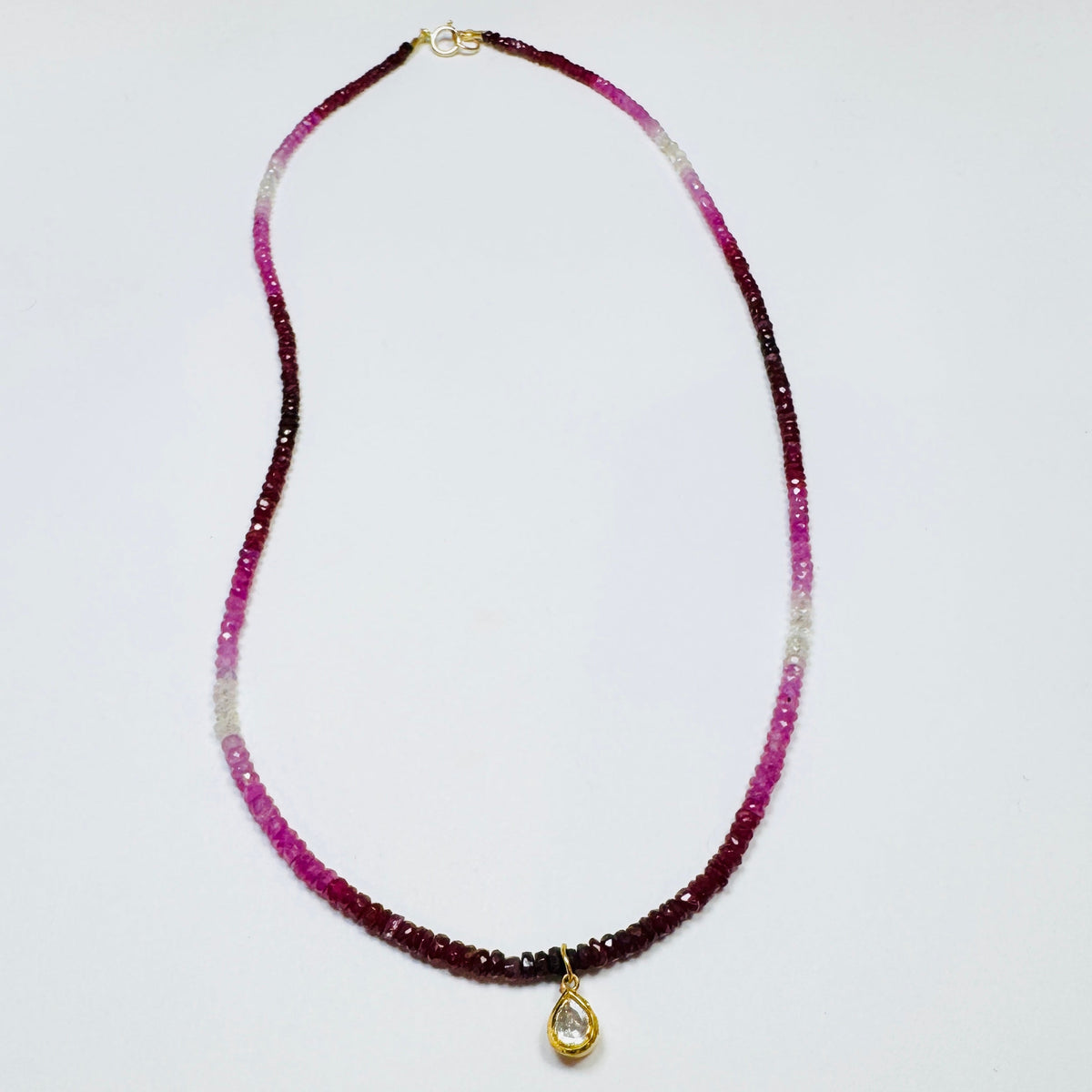 Hand Cut Poki Diamond on Gemstone Chain