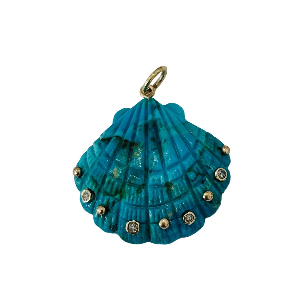 Carved Labradorite Scallop Shell Pendant