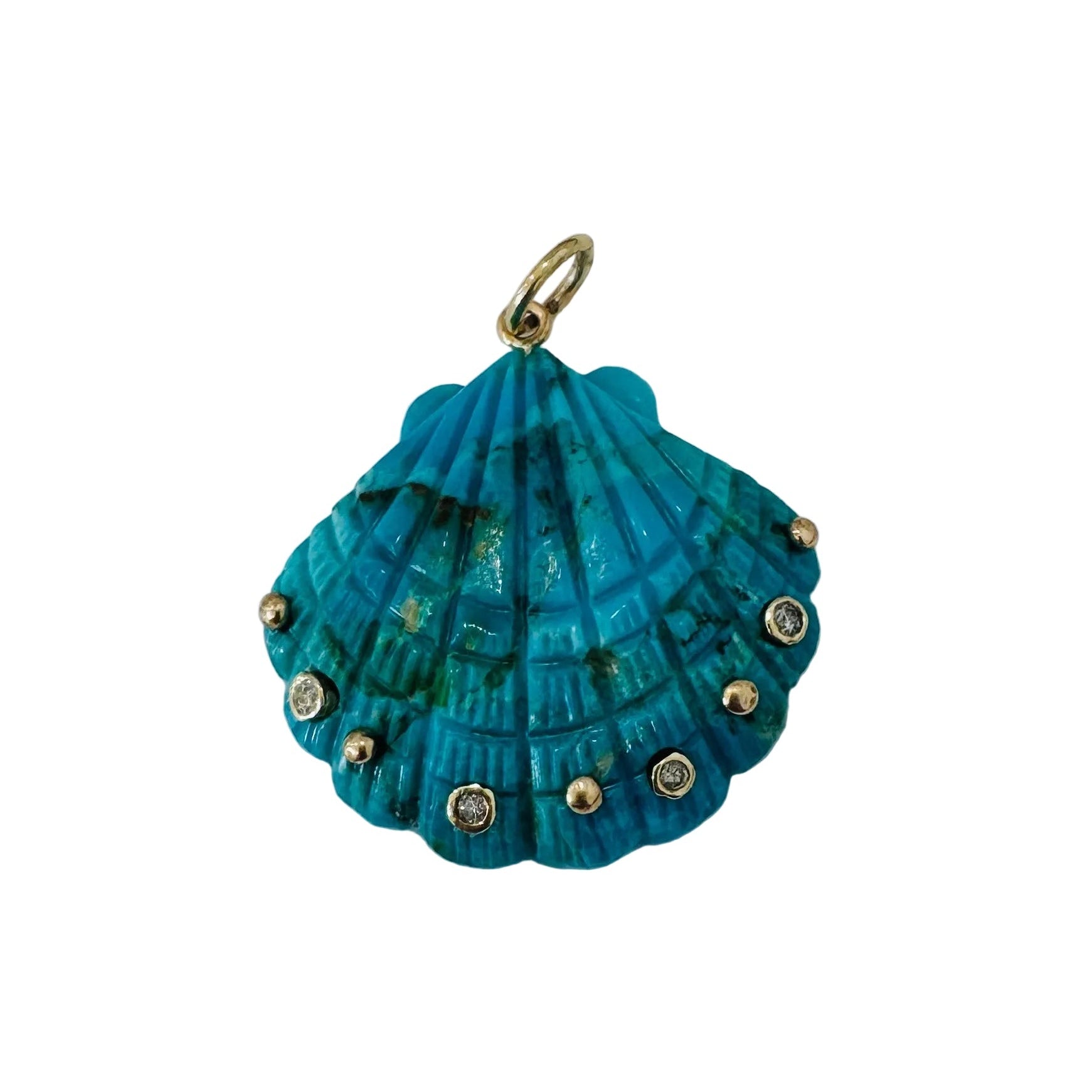 Carved Labradorite Scallop Shell Pendant