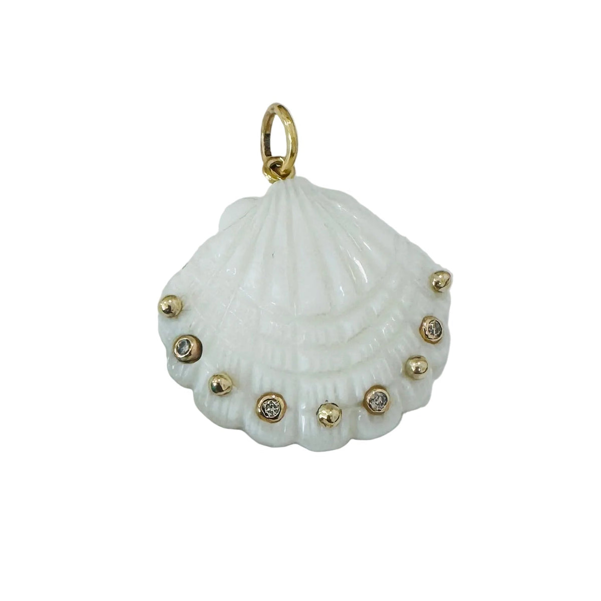 Carved Labradorite Scallop Shell Pendant