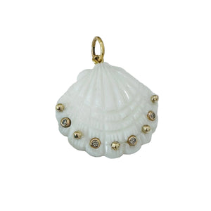 Carved Labradorite Scallop Shell Pendant