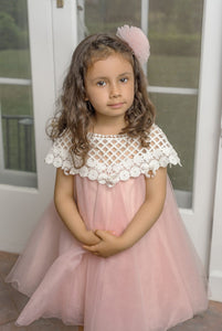 Girls pink tulle dress with lace bodice for special occasions