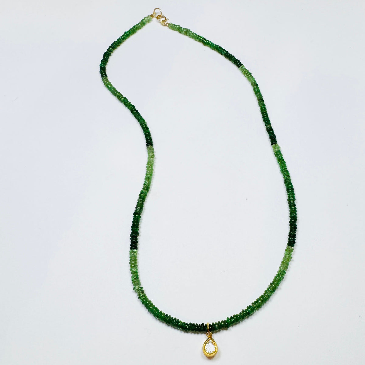 Hand Cut Poki Diamond on Gemstone Chain
