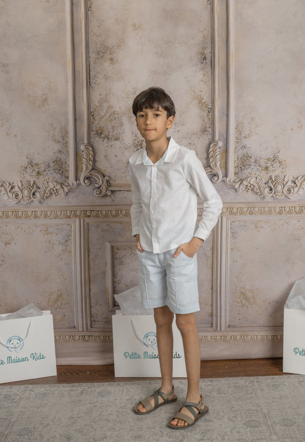 Charlotte Baby Blue Boys' Shorts - Petite Maison Kids