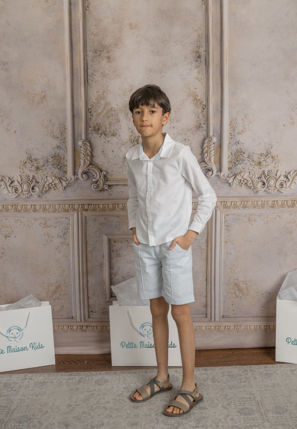 Charlotte Baby Blue Boys' Shorts - Petite Maison Kids