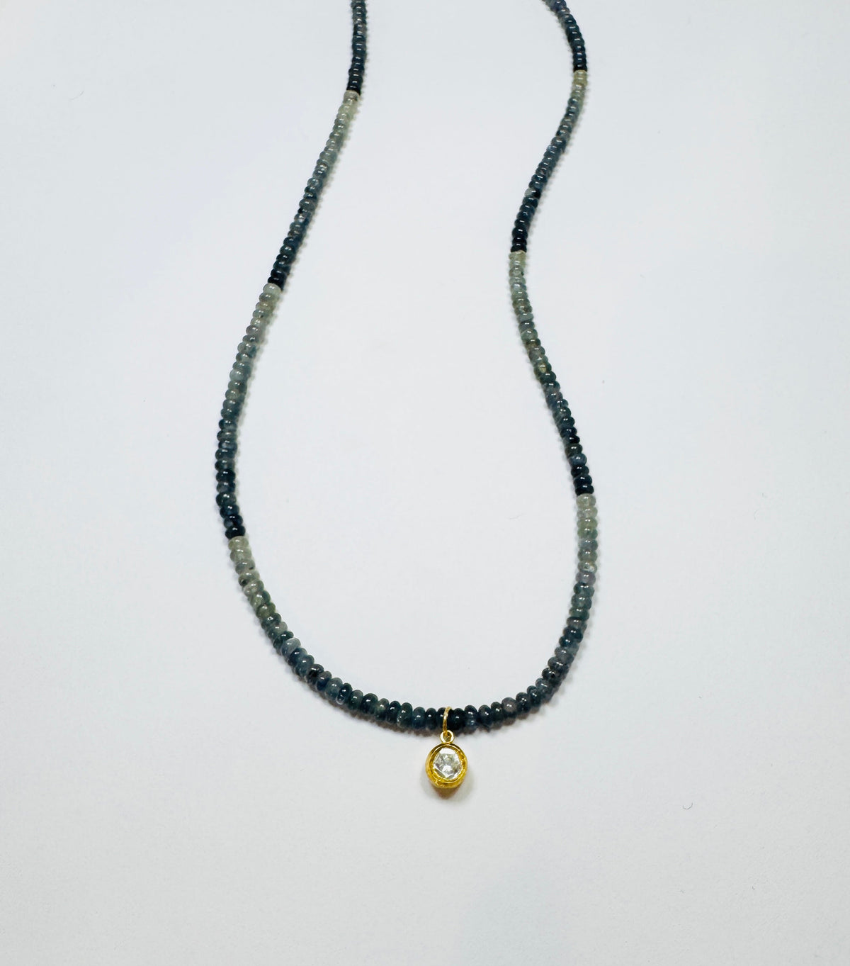 Hand Cut Poki Diamond on Gemstone Chain