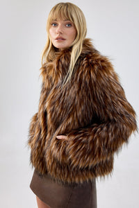 Fur Delish Jacket in Brown Raccoon
