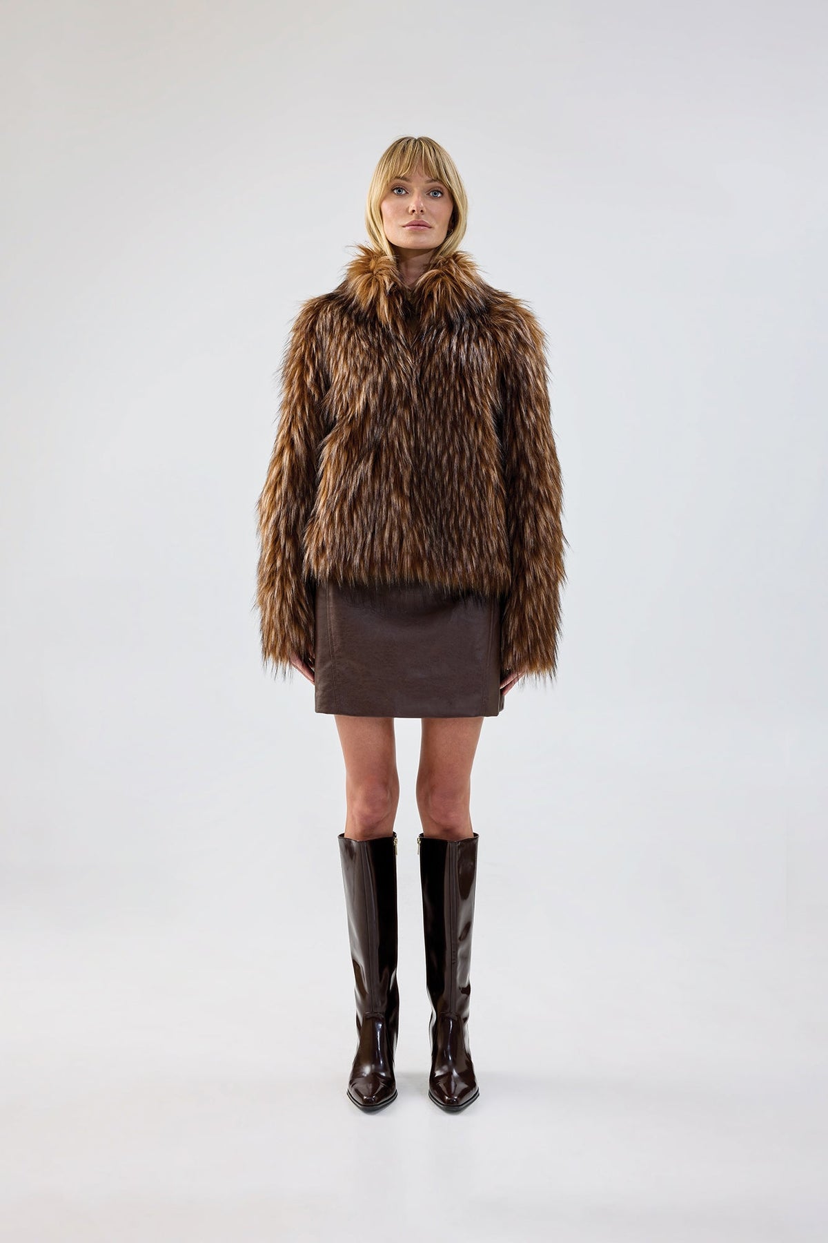 Fur Delish Jacket in Brown Raccoon