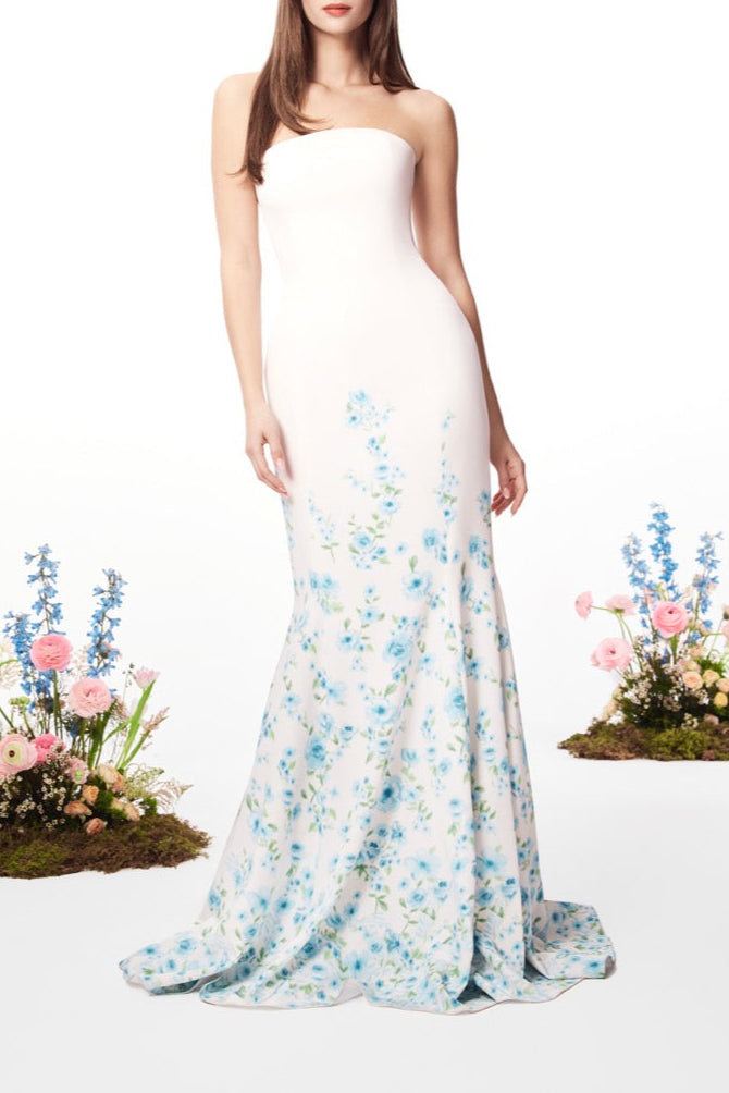 The Brianne Gown in Blue & White
